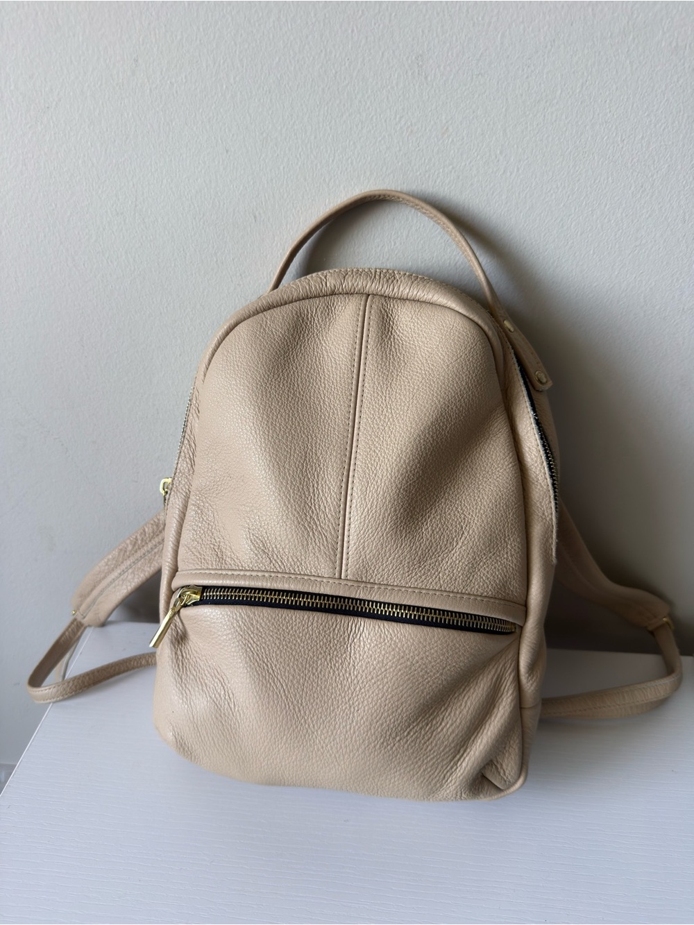 Opelle Leather Backpack – Beige
